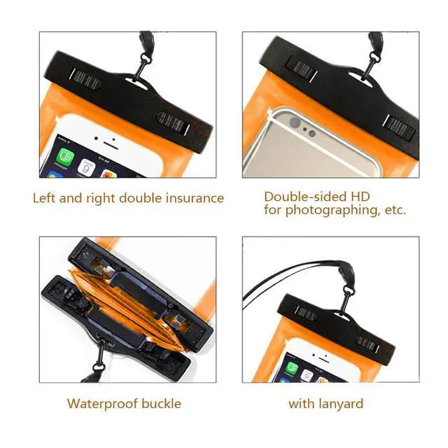 Alt view image 6 of 6 - 3 Pack Waterproof Floating Cell Phone Pouch Dry Bag Case Cover For Phone Samsung - Deep Blue