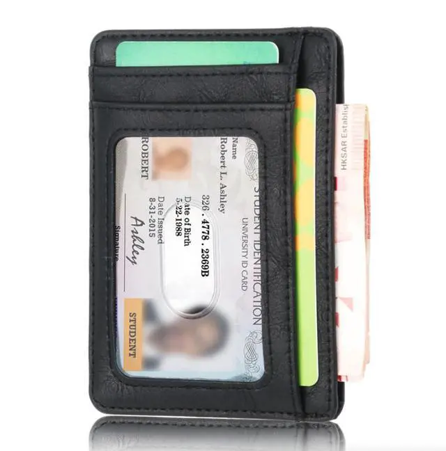 Alt view image 3 of 6 - Mens Leather Slim Wallet Credit Card Holder RFID Blocking Pocket ID Money PU USA - Smooth Red