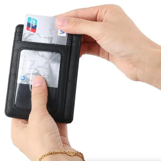 Alt view image 5 of 6 - Mens Leather Slim Wallet Credit Card Holder RFID Blocking Pocket ID Money PU USA - Smooth Red