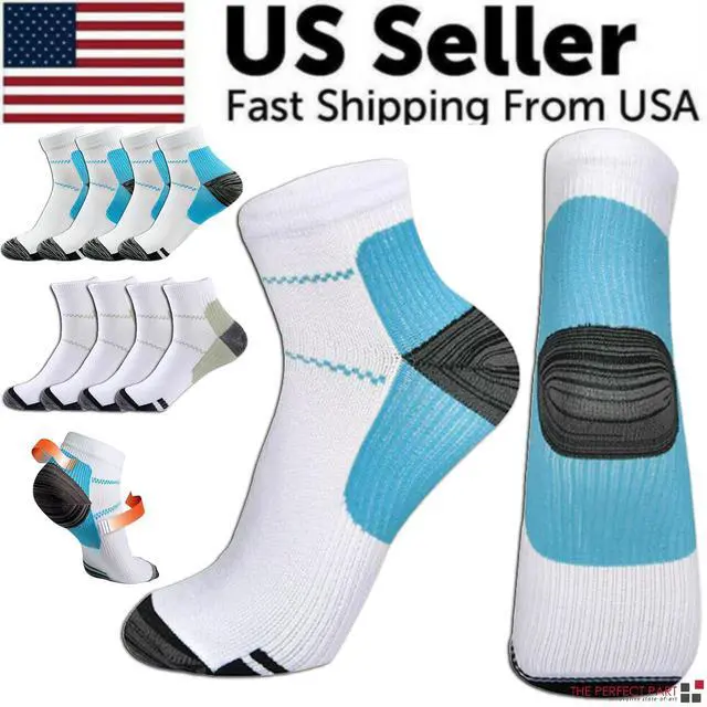 Main image of 5 Pairs Compression Socks Plantar Fasciitis Arch Ankle Running Support Men Women - 3 Pair