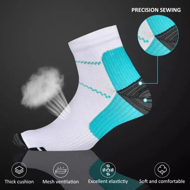 Alt view image 2 of 6 - 5 Pairs Compression Socks Plantar Fasciitis Arch Ankle Running Support Men Women - 3 Pair