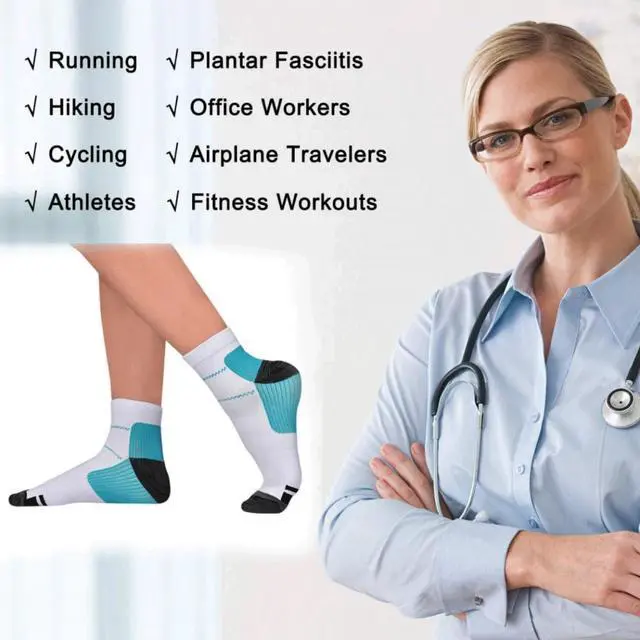 Alt view image 6 of 6 - 5 Pairs Compression Socks Plantar Fasciitis Arch Ankle Running Support Men Women - 3 Pair