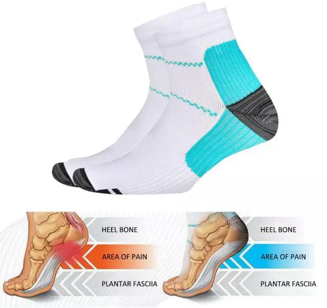 Alt view image 5 of 6 - 5 Pairs Compression Socks Plantar Fasciitis Arch Ankle Running Support Men Women - 3 Pair