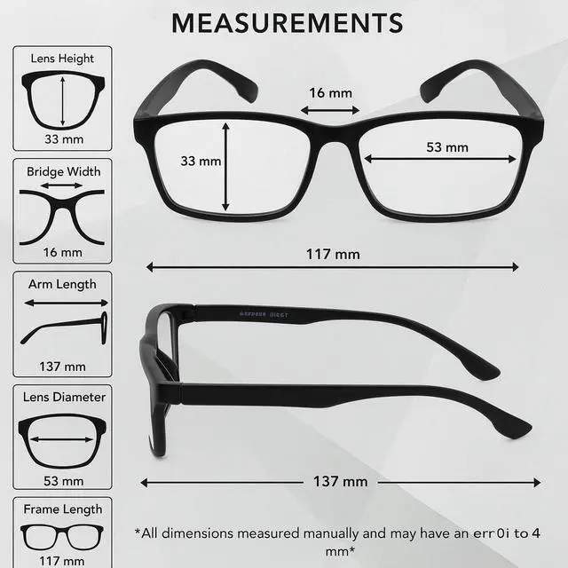 Alt view image 4 of 6 - 2 PACK Reading Glasses Mens Womens Reading Glasses Square Frame Readers Unisex - +3.25