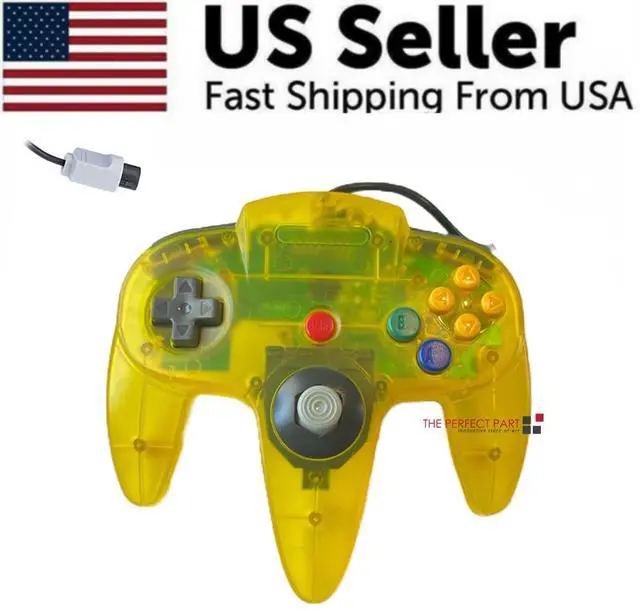 Main image of New Wired Controller Joystick Compatible With Nintendo 64 N64 Video Game Console - Transparent Yellow