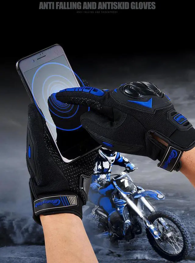Alt view image 6 of 6 - Racing Motorcycle Motorbike Motocross Riding Dirt Bike Full Finger Sports Gloves - Red
