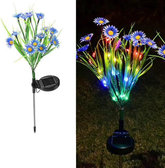 Main image of Solar Garden Lights LED Flower Stake Lamp Outdoor Yard Waterproof Patio Decor - Blue