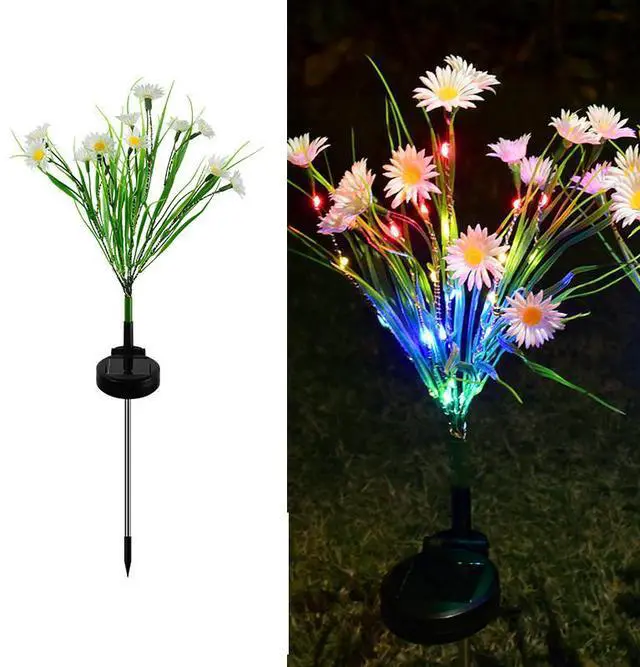 Main image of Solar Garden Lights LED Flower Stake Lamp Outdoor Yard Waterproof Patio Decor - White