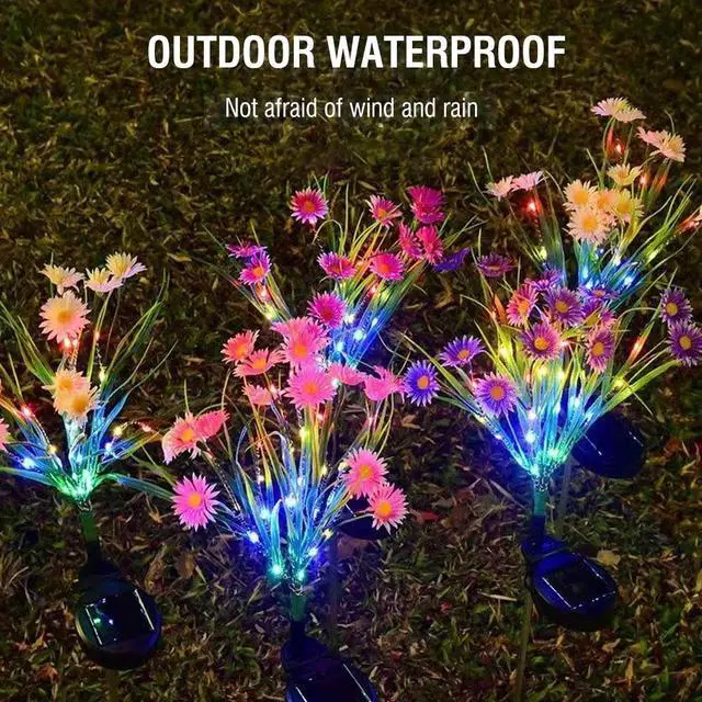 Alt view image 3 of 6 - Solar Garden Lights LED Flower Stake Lamp Outdoor Yard Waterproof Patio Decor - Pink