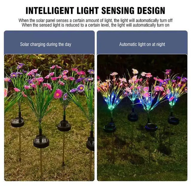 Alt view image 6 of 6 - Solar Garden Lights LED Flower Stake Lamp Outdoor Yard Waterproof Patio Decor - Pink