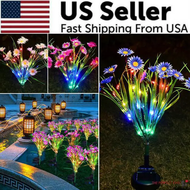 Alt view image 2 of 6 - Solar Garden Lights LED Flower Stake Lamp Outdoor Yard Waterproof Patio Decor - Pink