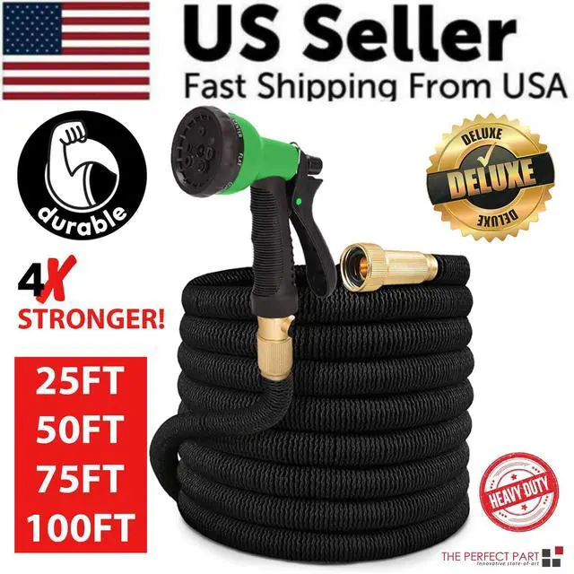 Alt view image 2 of 6 - 4X Stronger Deluxe Expandable Flexible Garden Hose Water Hose 25, 50, 75, 100FT - 75FT Hose
