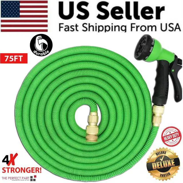 Main image of 4X Stronger Deluxe Expandable Flexible Garden Hose Water Hose 25, 50, 75, 100FT - 75FT Hose W Nozzle Sprayer - G