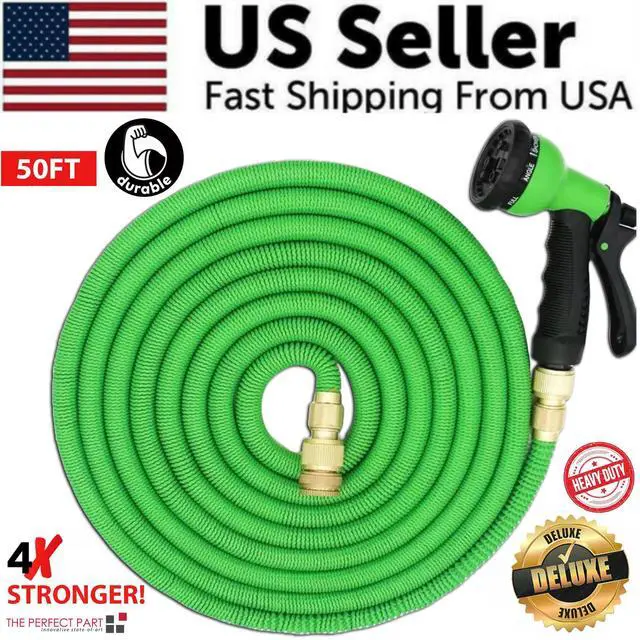 Main image of 4X Stronger Deluxe Expandable Flexible Garden Hose Water Hose 25, 50, 75, 100FT - 50FT Hose W Nozzle Sprayer - G
