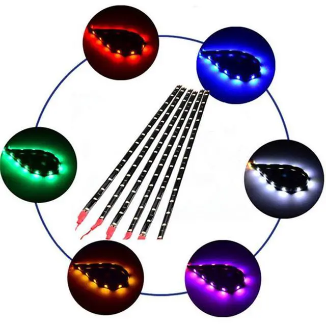 Alt view image 3 of 6 - Lot Waterproof 12''/15 DC 12V Motor LED Strip Underbody Light For Car Motorcycle - Red