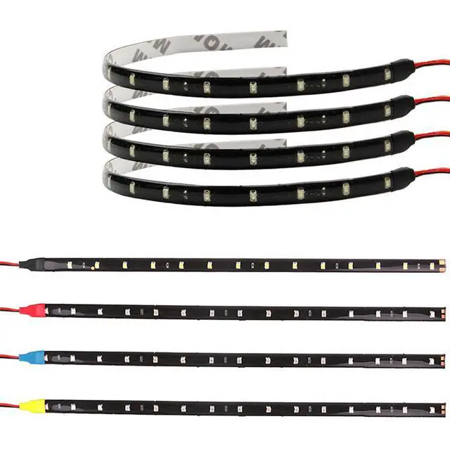 Alt view image 6 of 6 - Lot Waterproof 12''/15 DC 12V Motor LED Strip Underbody Light For Car Motorcycle - Red