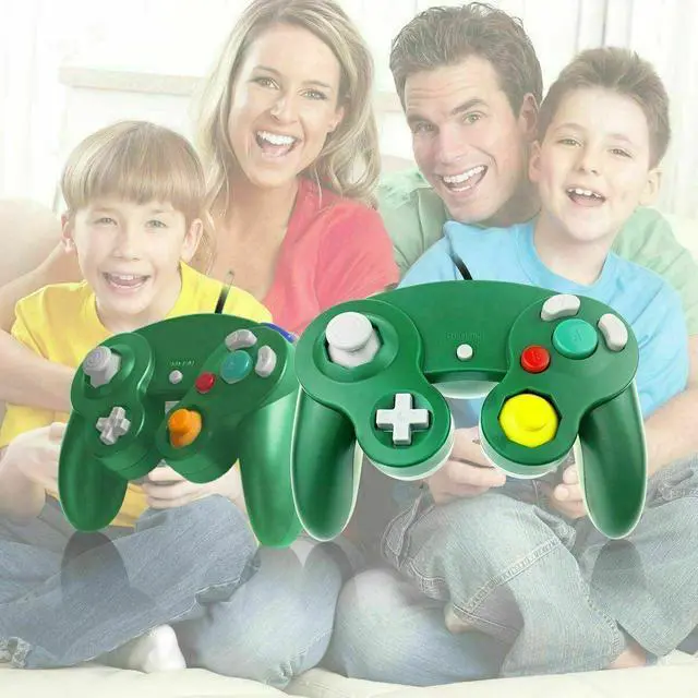 Main image of 2 Pack Wired NGC Controller Gamepad for Nintendo GameCube GC & Wii U Console USA - Green / Green