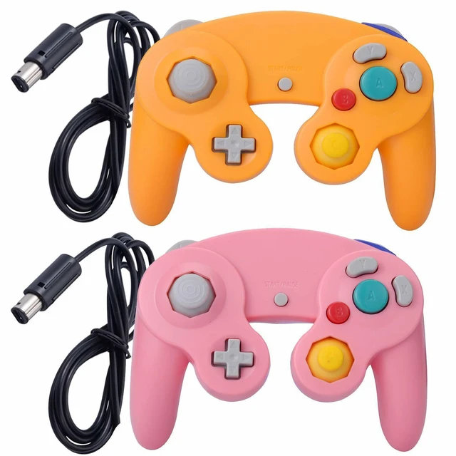 Main image of 2 Pack Wired NGC Controller Gamepad for Nintendo GameCube GC & Wii U Console USA - Pink / Yellow
