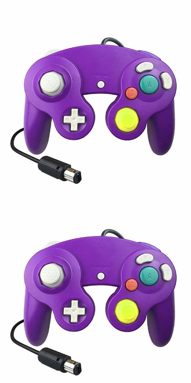 Main image of 2 Pack Wired NGC Controller Gamepad for Nintendo GameCube GC & Wii U Console USA - Purple / Purple