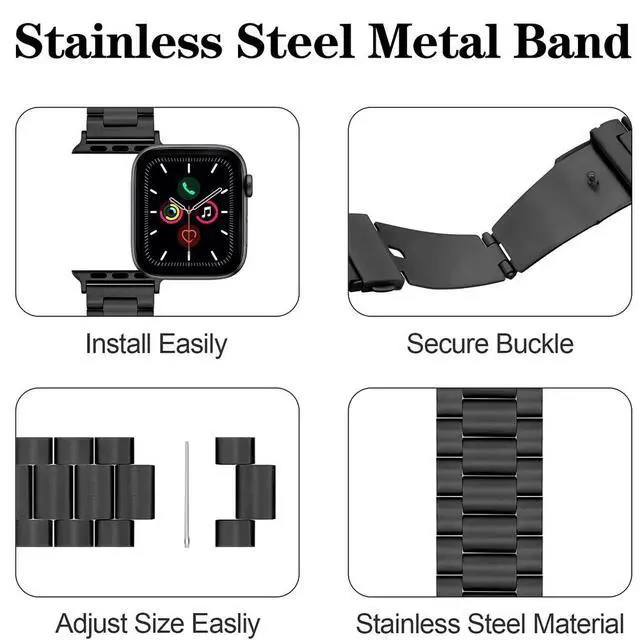 Alt view image 5 of 6 - Stainless Steel For Apple Watch iWatch Band 8 7 6 5 4 3 2 SE 38/41/40/42/44/45mm