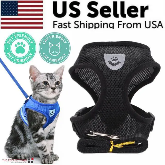 Main image of Cat Dog Pet Harness Adjustable Control Vest Dogs Reflective S M L XL Leash - Black
