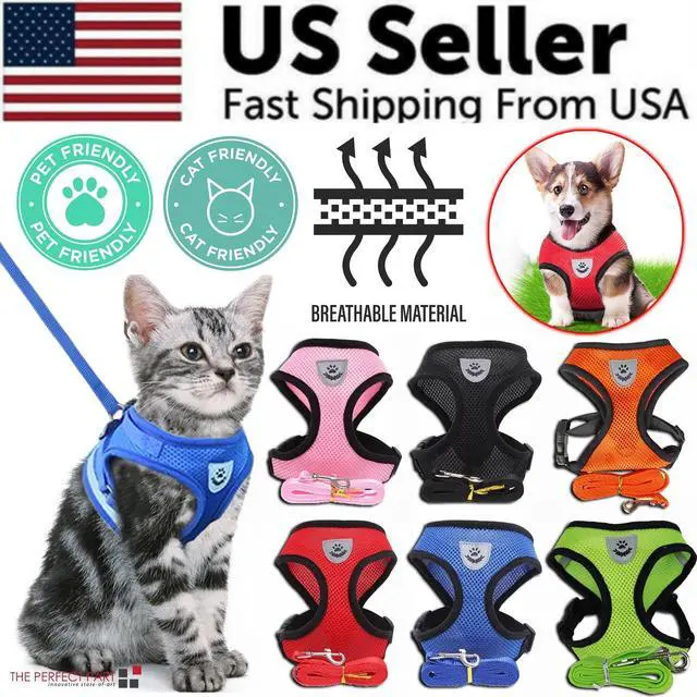 Alt view image 2 of 6 - Cat Dog Pet Harness Adjustable Control Vest Dogs Reflective S M L XL Leash - Black