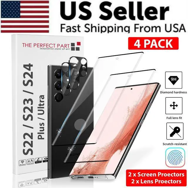 Alt view image 2 of 7 - For Samsung S24 S23 S22 Ultra Plus Tempered Glass Screen Protector Lens Hydrogel - For Samsung Galaxy S24