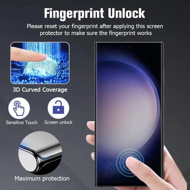 Alt view image 4 of 7 - For Samsung S24 S23 S22 Ultra Plus Tempered Glass Screen Protector Lens Hydrogel - For Samsung Galaxy S24