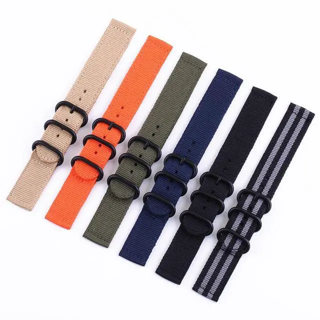 Alt view image 3 of 6 - 18mm 20mm 22mm Durable Military Woven Nylon Wrist Watch Band Quick Release Strap - Orange