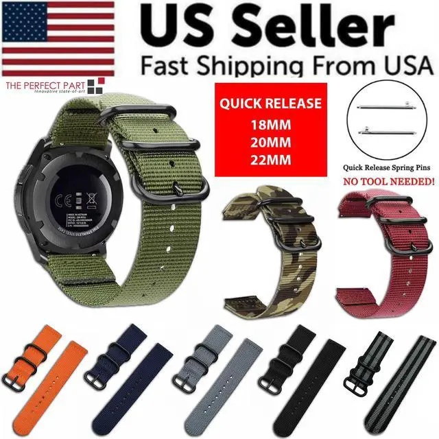 Alt view image 2 of 6 - 18mm 20mm 22mm Durable Military Woven Nylon Wrist Watch Band Quick Release Strap - Orange