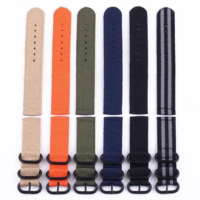 Alt view image 4 of 6 - 18mm 20mm 22mm Durable Military Woven Nylon Wrist Watch Band Quick Release Strap - Orange