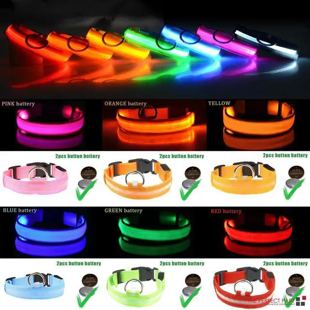 Main image of LED Adjustable Dog Collar Blinking Flashing Light Up Glow Pets Safety Waterproof - XL