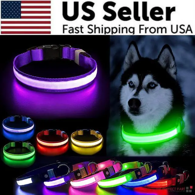 Alt view image 2 of 6 - LED Adjustable Dog Collar Blinking Flashing Light Up Glow Pets Safety Waterproof - XL