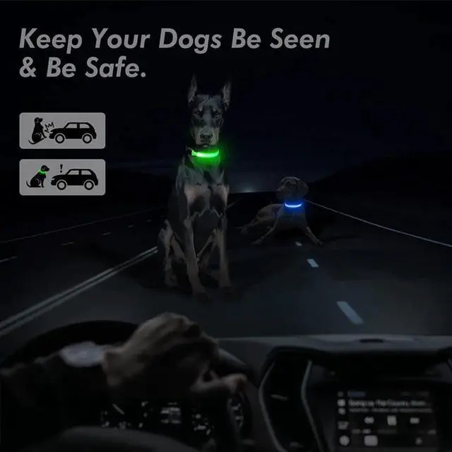 Alt view image 3 of 6 - LED Adjustable Dog Collar Blinking Flashing Light Up Glow Pets Safety Waterproof - XL