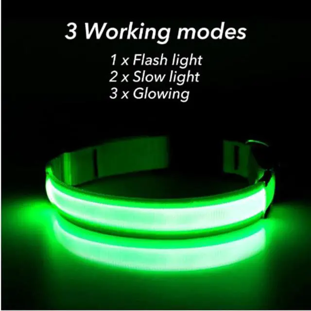 Alt view image 5 of 6 - LED Adjustable Dog Collar Blinking Flashing Light Up Glow Pets Safety Waterproof - XL