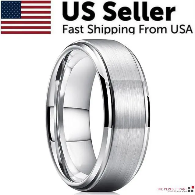 Main image of Tungsten Carbide Wedding Band Ring Brushed Silver Mens Jewelry Size 5-17 + Half - 13