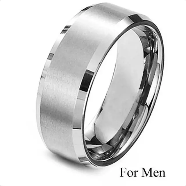 Alt view image 4 of 6 - Tungsten Carbide Wedding Band Ring Brushed Silver Mens Jewelry Size 5-17 + Half - 8