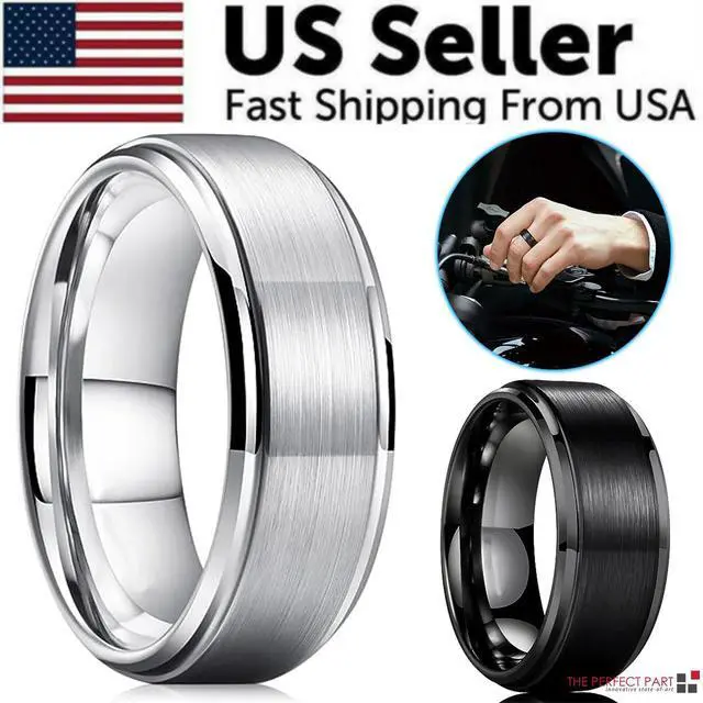 Alt view image 2 of 6 - Tungsten Carbide Wedding Band Ring Brushed Silver Mens Jewelry Size 5-17 + Half - 8