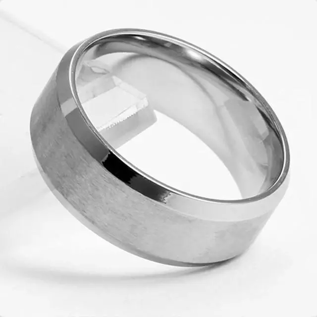 Alt view image 5 of 6 - Tungsten Carbide Wedding Band Ring Brushed Silver Mens Jewelry Size 5-17 + Half - 8