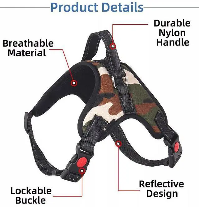 Alt view image 3 of 7 - No Pull Dog Pet Harness Adjustable Control Vest Dogs Reflective XS S M Large XXL - Black Mesh