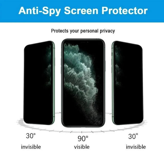 Alt view image 2 of 7 - Privacy Screen Protector Tempered Glass Lot For iPhone 17 16 15 14 13 12 Pro XR - For iPhone 15 Pro Max