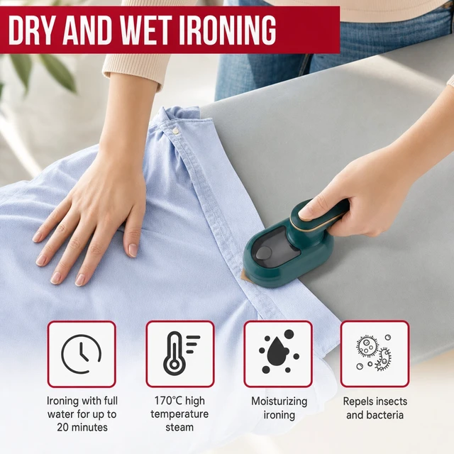 Alt view image 2 of 7 - Micro Steam Iron Machine Mini Portable Steamer Handheld Garment Clothes Ironing
