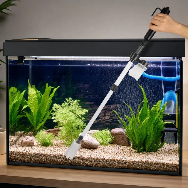 Alt view image 7 of 7 - Electric Gravel Cleaner Aquarium Fish Tank Automatic Siphon Vacuum Water Change