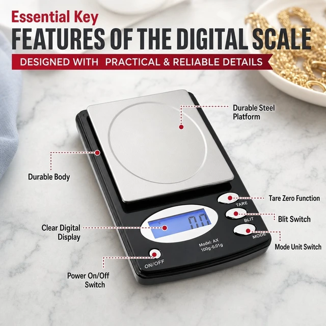 Alt view image 5 of 7 - Pocket 100g x 0.01g Digital Jewelry Gold Coin Gram Balance Weight Precise Scale