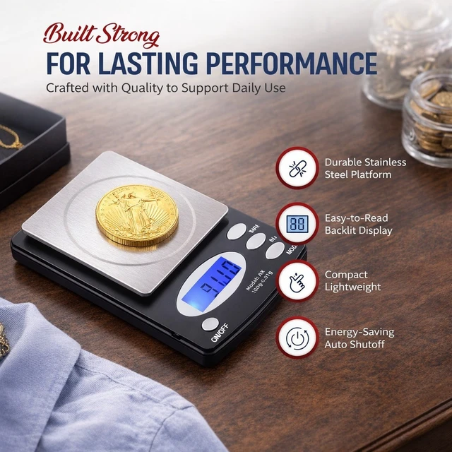 Alt view image 7 of 7 - Pocket 100g x 0.01g Digital Jewelry Gold Coin Gram Balance Weight Precise Scale