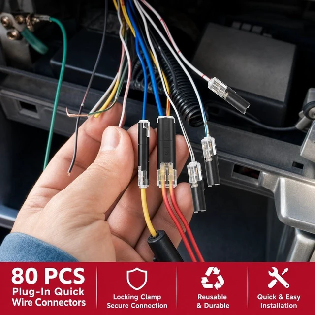 Alt view image 6 of 7 - 80 PCS Plug-In Quick Wire Connectors, Reusable Clamp Terminal Blocks for Cables