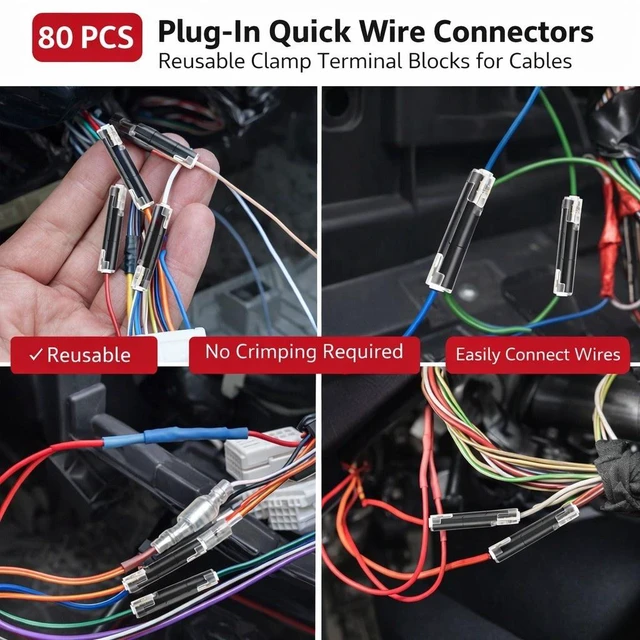 Alt view image 7 of 7 - 80 PCS Plug-In Quick Wire Connectors, Reusable Clamp Terminal Blocks for Cables