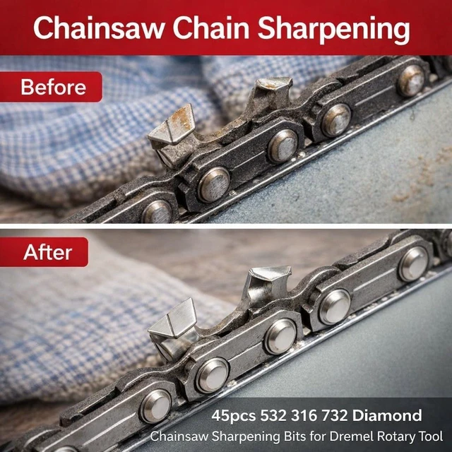 Alt view image 5 of 7 - 45PCS 5/32" 3/16" 7/32" Diamond Chainsaw Sharpening Bits for Dremel Rotary Tool
