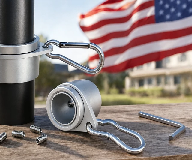 Main image of 2PCS Flag Pole Ring Aluminum Alloy for 0.75-1 in Pole 360° Rotating Tangle Free