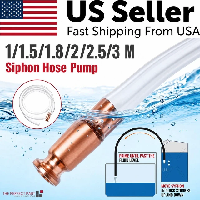 Alt view image 3 of 7 - Deluxe Siphon Hose Pump Self Priming Jiggler Shaker Transfer Fuel Water Oil Gas - Copper Head